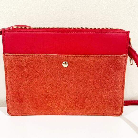 Talbots Red Leather Suede Shoulder Bag Purse - Picture 7 of 7